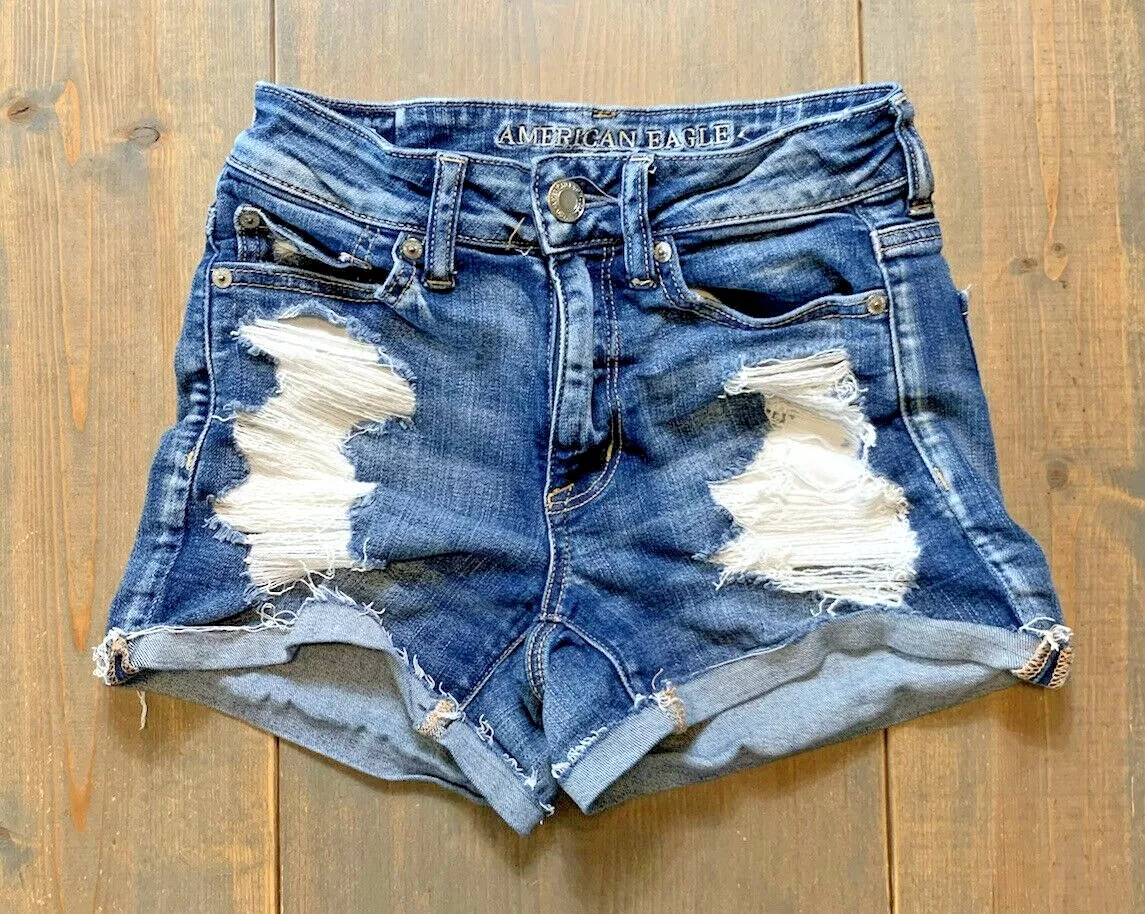 American Eagle Outfitters Next Level Stretch Women's Ripped Jean Shorts  Size: 2