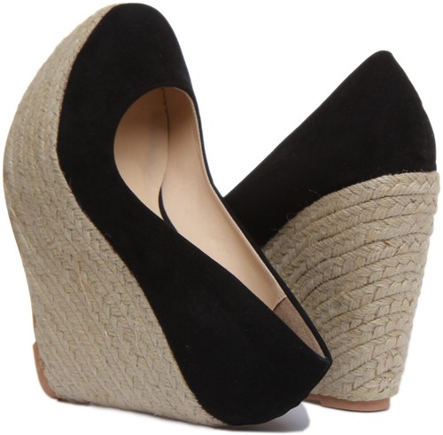 Women Slip On Platform Espradrilles Rope Sole Wedge Pumps In Black Size UK 3 - 8 - Picture 5 of 7