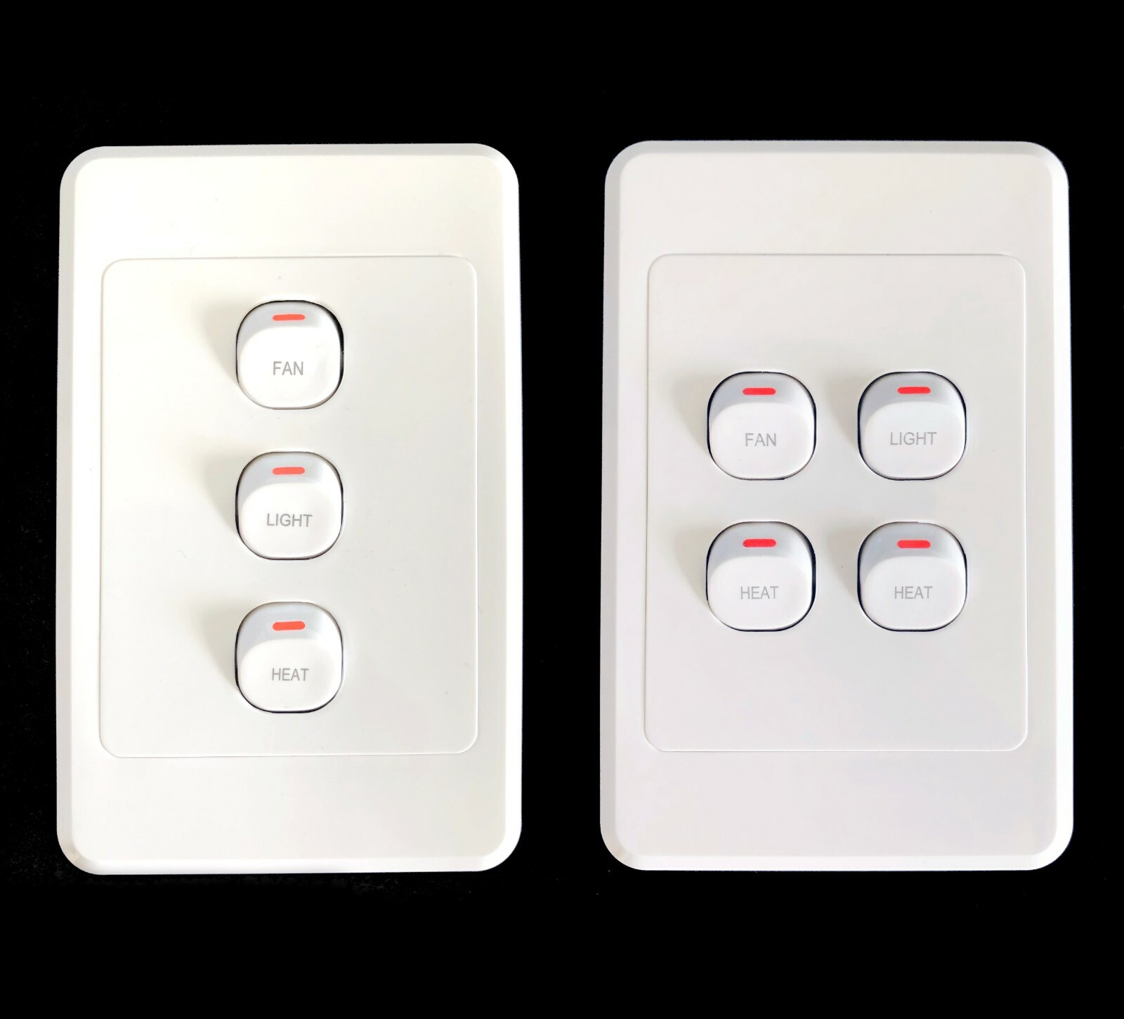 4 Gang / 3 Gang Wall Switch Printed Fan Light Heat for Bathroom 3-in-1 16A  SAA | eBay