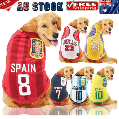 Pet T-Shirt Dog Apparel Puppy Cat Clothes Baketball Vest Football Soccer Uniform - Picture 1 of 19