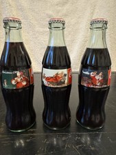 3 Coca Cola Single 8oz Bottles Christmas Santa s 1996 New Unopened Sealed
