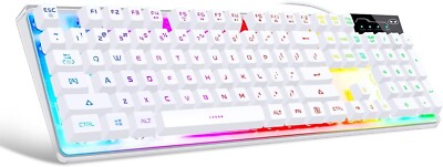 MageGee Gaming Keyboard, Rainbow Backlit LED Wired Gaming Keyboard, WHITE COLOR