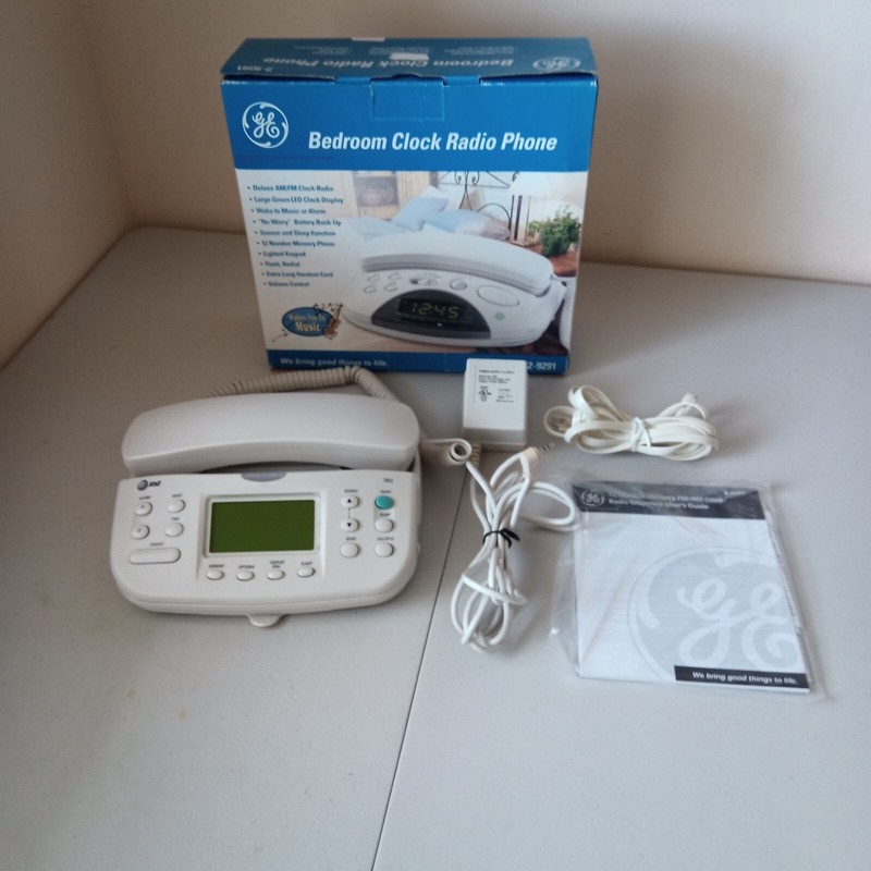 GE General Electric 2-9291 Telephone Alarm Clock AM/FM Radio Phone Open Box READ