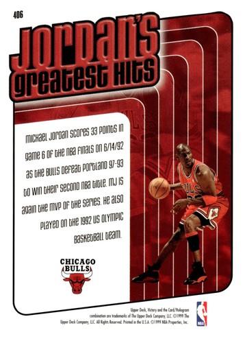 1999-00 Upper Deck Victory #406 Michael Jordan GH - Picture 2 of 2