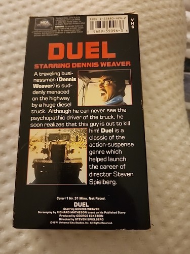 Duel RARE Steven Spielberg 1971 VHS cat-and-mouse highway horror Dennis Hopper - Picture 3 of 4