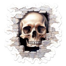 Skull Broken Wall, Vinyl Decal Sticker, Indoor Outdoor, 3 Sizes, 11985
