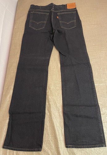 Vintage Black Denim Levi’s Leather Tab Jeans Size 34x34 - Picture 5 of 8