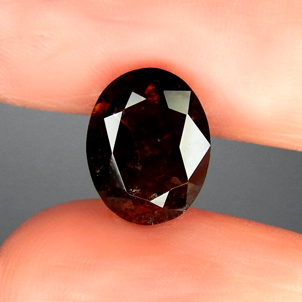 Rare 3.2ct Deep Red Brown Axinite Pleochroic Flash Natural Mined Unheated Oval - Image 3 of 4