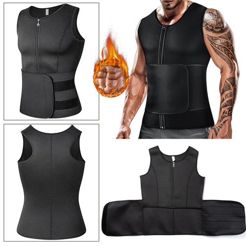 Men's Sauna Suit Sweat Vest Weight Loss Waist Trainer Neoprene Tanks Body Shaper - Imagen 19 de 31