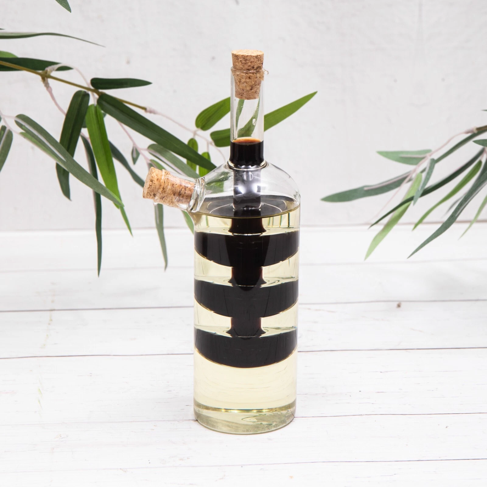 Large Glass 2 in 1 Olive Oil Vinegar Bottle Dispenser - Decorative Kitchen Gift