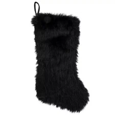 Hobby Lobby BLACK FAUX FUR CHRISTMAS STOCKING 19" LINED HOLIDAY DECOR