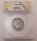 ANACS G4 1915-S Barber Quarter Scarce Date Nice Coin
