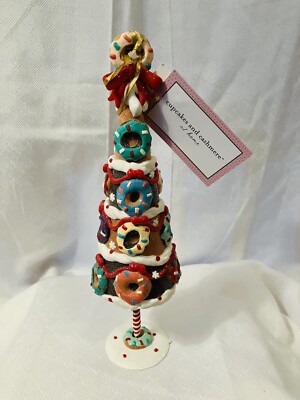 Gingerbread Donut Gumdrop Candy Coated Clay Dough Christmas Trees 14.5'' NEW