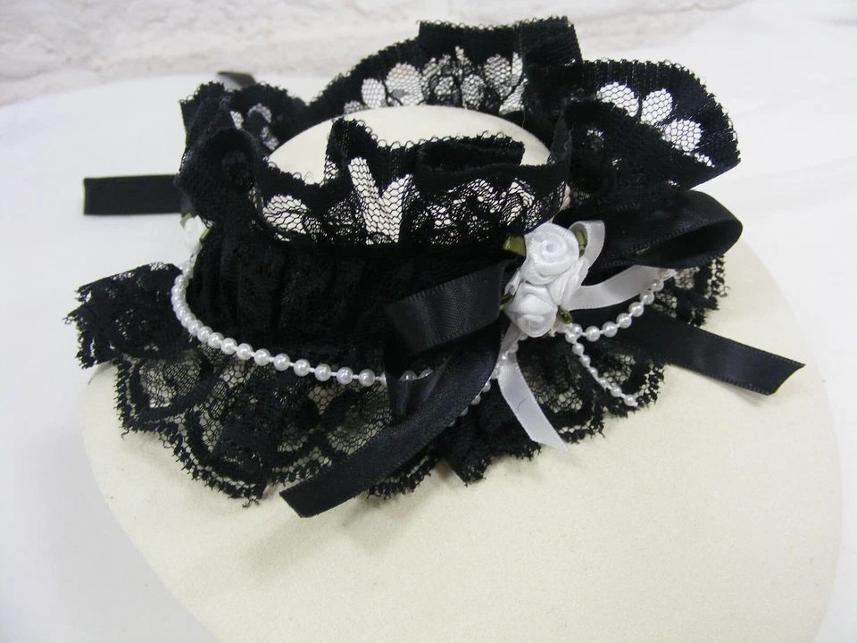 GARGANTILLA SISSY VICTORIANA GÓTICA ENCAJE NEGRO LOLITA DDLG DISFRAZ CAMPANA OPCIONAL  Foto 4 de 4