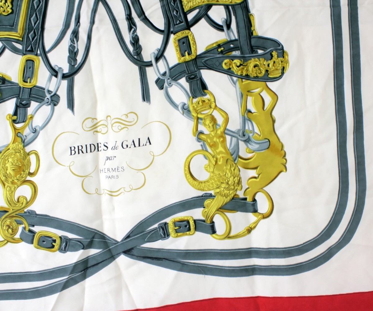 HERMES Brides De Gala Silk Scarf Red Multicolor Women's