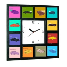 007 James Bond Movie Car History Clock with 12 pictures