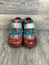 SOCOFY Womens Leather Woven Tapestry Boho Ankle Boots Shoes  EU40 US 9 / 9.5