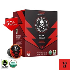 Death Wish Coffee Organic and Fair Trade Dark Roast Coffee Pods 18ct/7.9oz