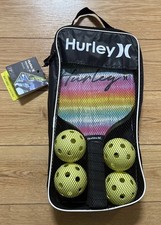 Hurley Pickleball Rainbow Set 7-Piece 2 Paddles 4 Balls Carry Case New