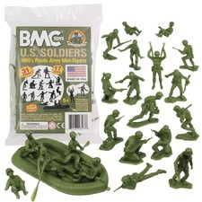 BMC Marx Plastic Army Men US Soldiers OD Green 31pc WW2 Figures Made in USA