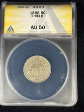 1868 Shield Nickel ANACS AU50 5c Classic American Collector Special Vintage