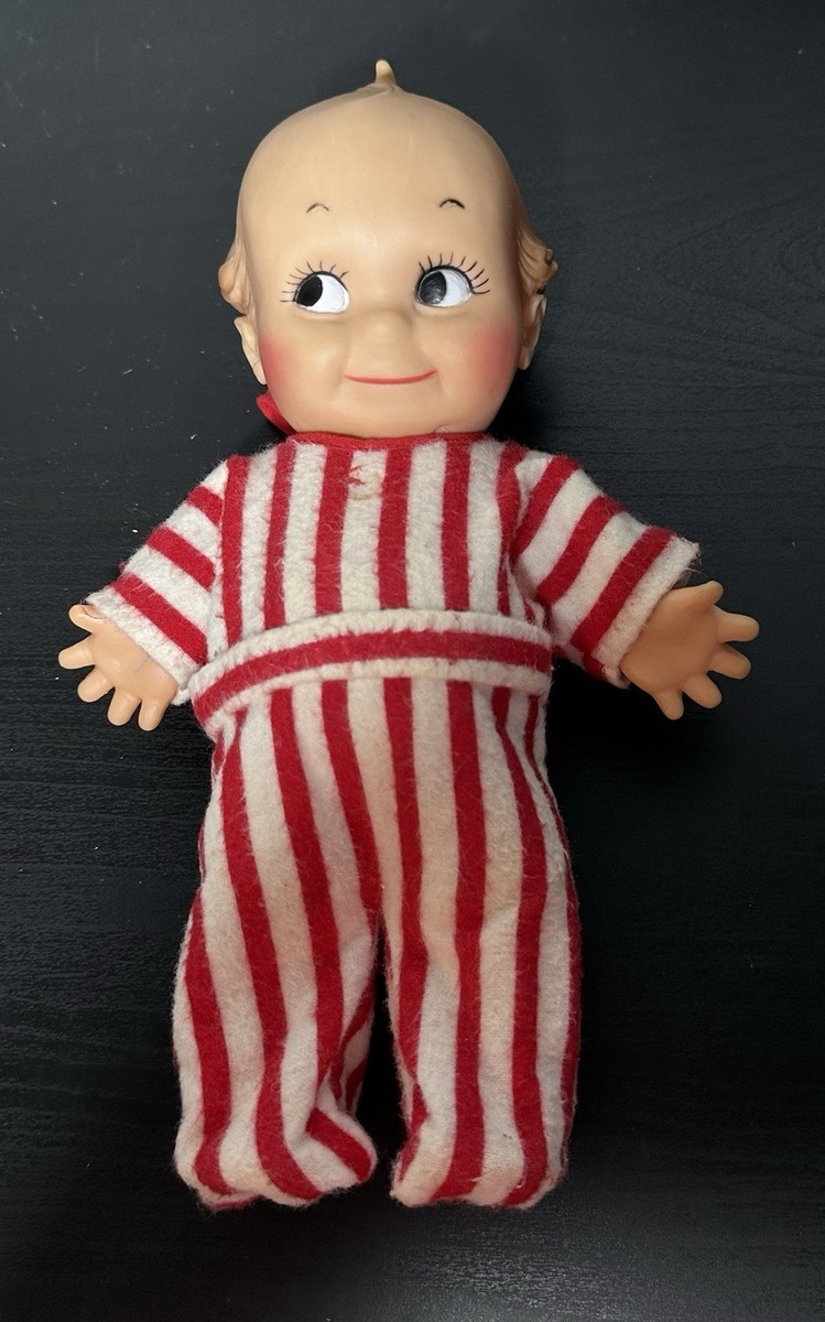 kewpie dollカメオキューピー パジャマピンク Vintage Kewpie Cameo Doll in Red Striped Pajamas (Original