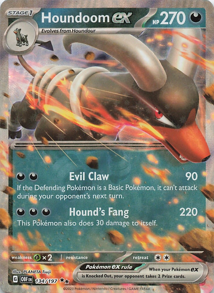 Houndoom ex 134/197 Double Rare Obsidian Flames Pokemon Lightly Played