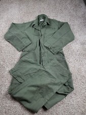 Vintage 70s US Army Coveralls Medium Green OG 107 Sateen Vietnam Distressed