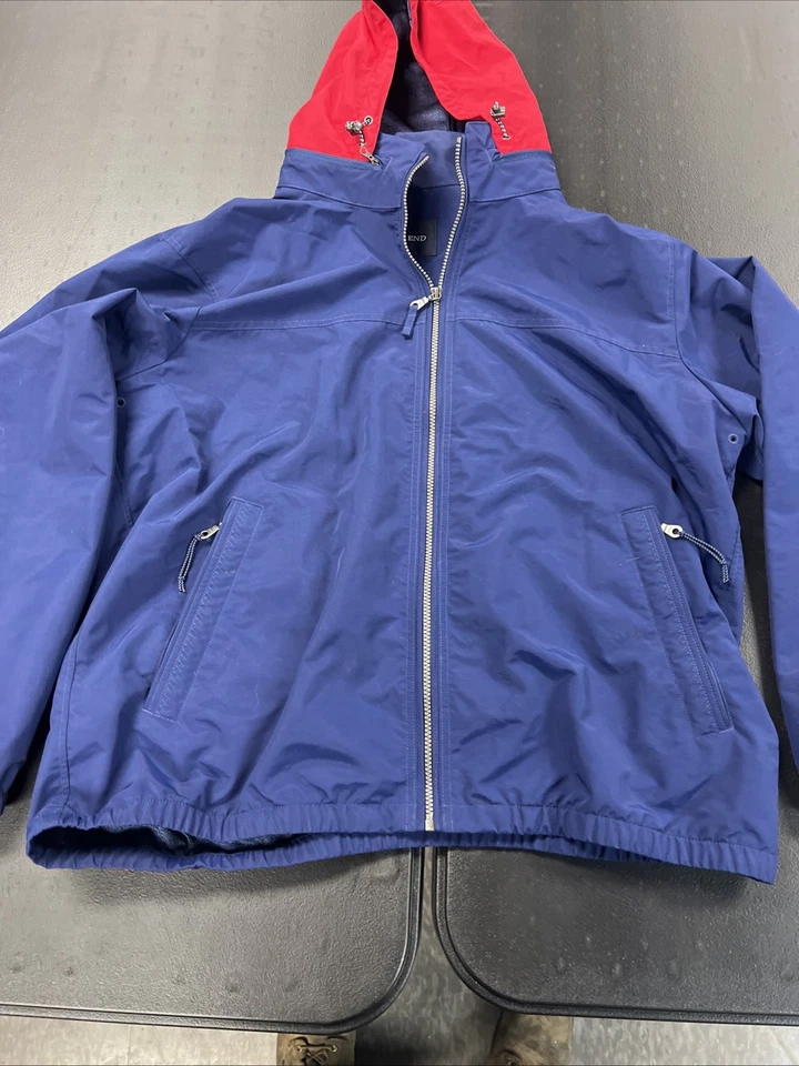 Lands' End Windbreaker with Hood in Collar Navy Blue w/ Red Hood Men's XL 46-48 - Image 2 of 4