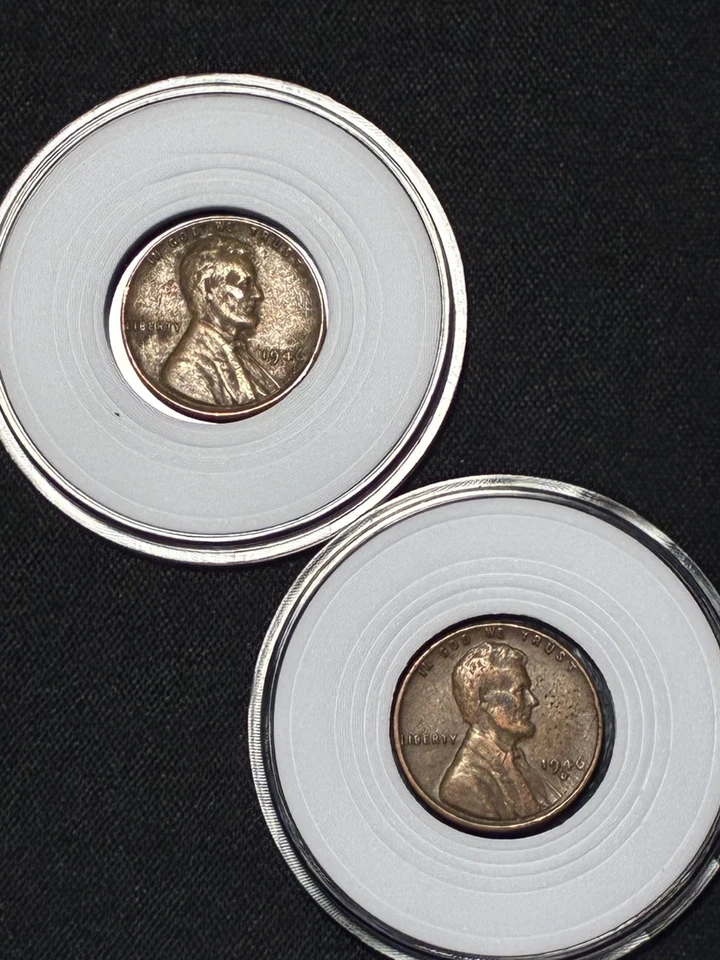 1946p 1946d BRN 2pc Lincoln Wheat Ear Copper 1c Penny Collection  - Image 3 of 4
