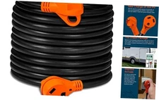 True Mods 50 ft 125V 30 Amp RV Shore Power Extension Cord 50 Feet 30A - TT-30R