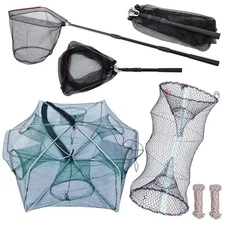 3 Pcs Foldable Fishing Net Accessories for Crab Crayfish Shrimp:Fishing Landi...