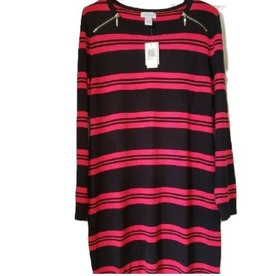 Striped Jersey Sheath Dress Black/Red XL