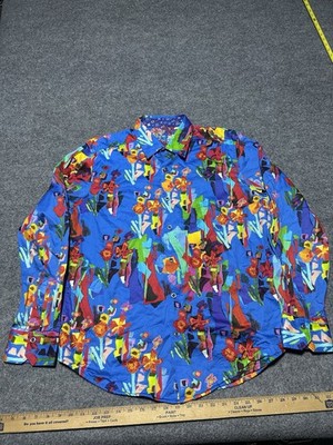 Robert Graham Floral Art Button Up Size Xl Knowledge Wisdom Truth Flip Cuffs