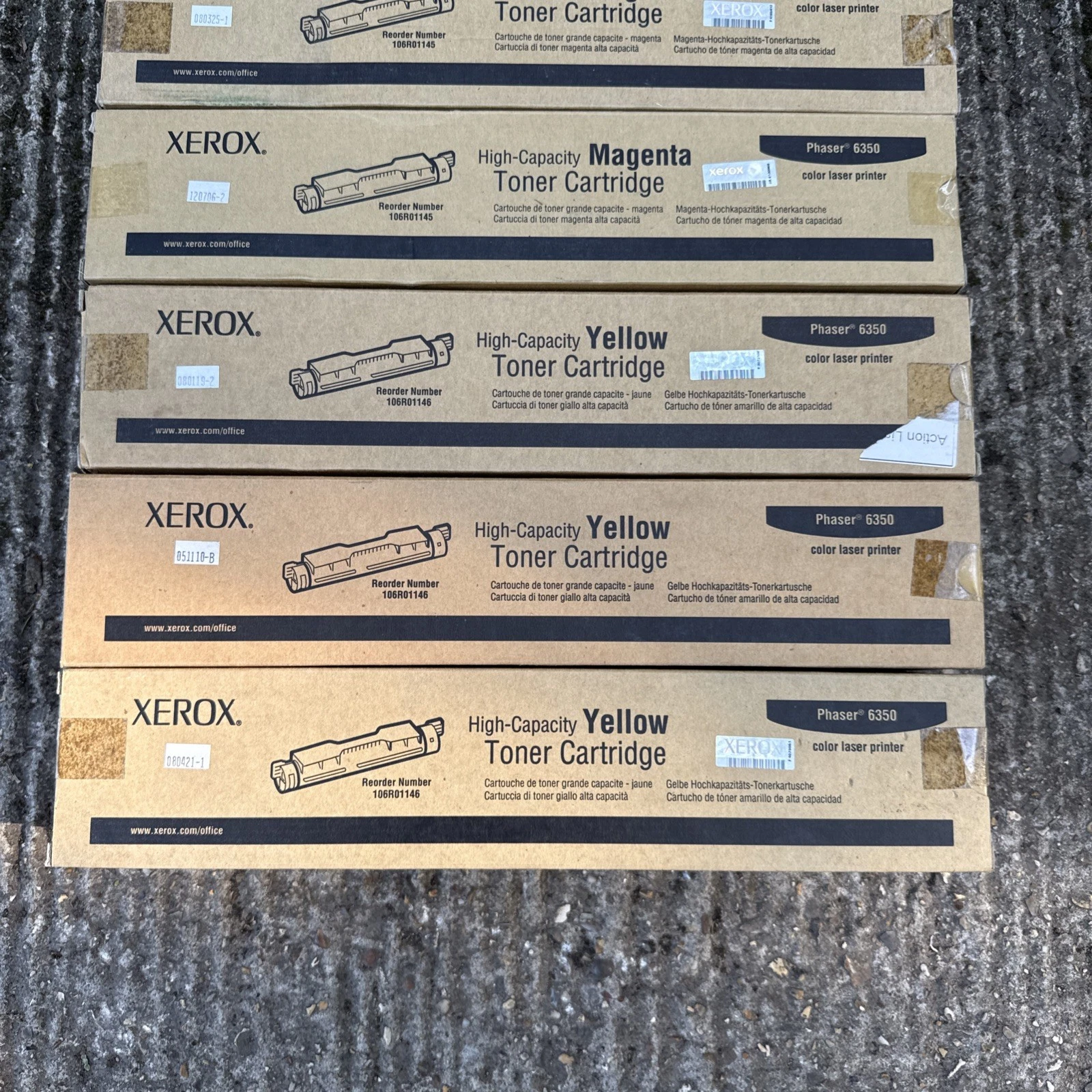 Set Of Xerox Toners Phaser 6350 CMY 1x 106R01144 2x 106R01145 3x 106R01146 - New 3