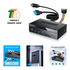 5.25 Inch 10Gbps USB 3.2 PC Front Panel Card Reader with Audio Ports, SD/micr...