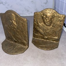 Vintage Metal Bookends Henry W Longfellow Portrait