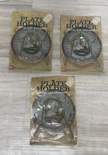 Brass Decorative Plate Display Wall Hangers FITS ALL SIZE Kitchen #1478 NOS READ