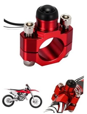 CNC Dirt Bike Engine Stop Start Kill Switch Button CNC with Medium Red
