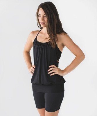 LULULEMON Women s Black Sleeveless No Limits Built-in Sports Bra Tank Top Size 6