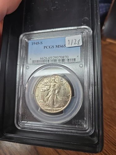 GEM BU 1945-S Walking Liberty Half Dollar PCGS MS65