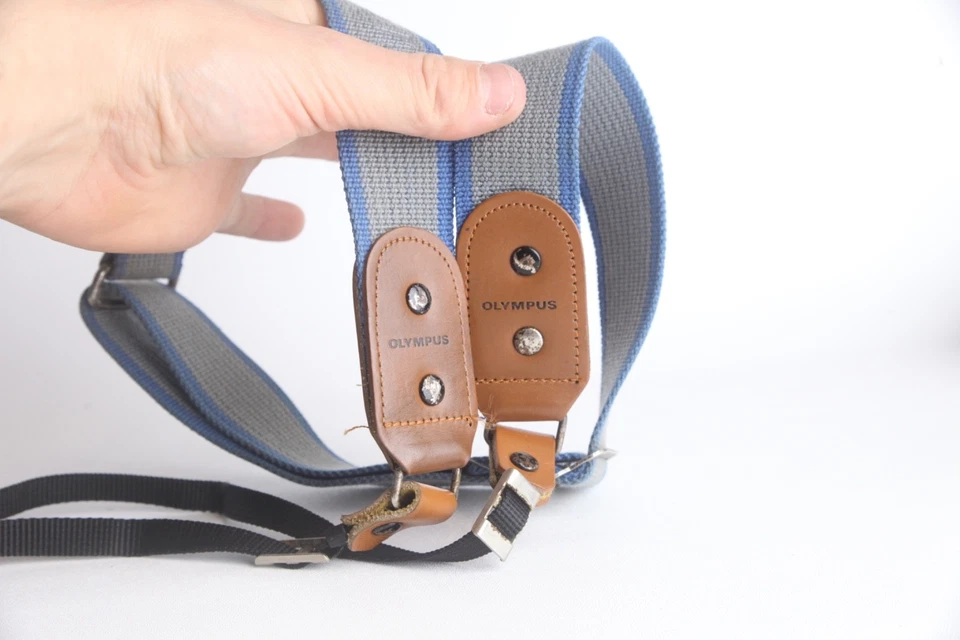 Vintage Olympus Blue Camera Strap With Leather and Canvas For Film Camera - Image 2 of 2
