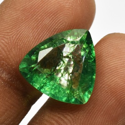 A++ ZERTIFIZIERTER 10,10 Ct natürlicher Muzo grüner Smaragd Billionenschliff ...