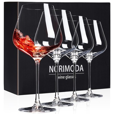 NORIMODA Wine Glasses Set of 4, 22oz Large Red Wine Glasses for Bordeaux & Bu...