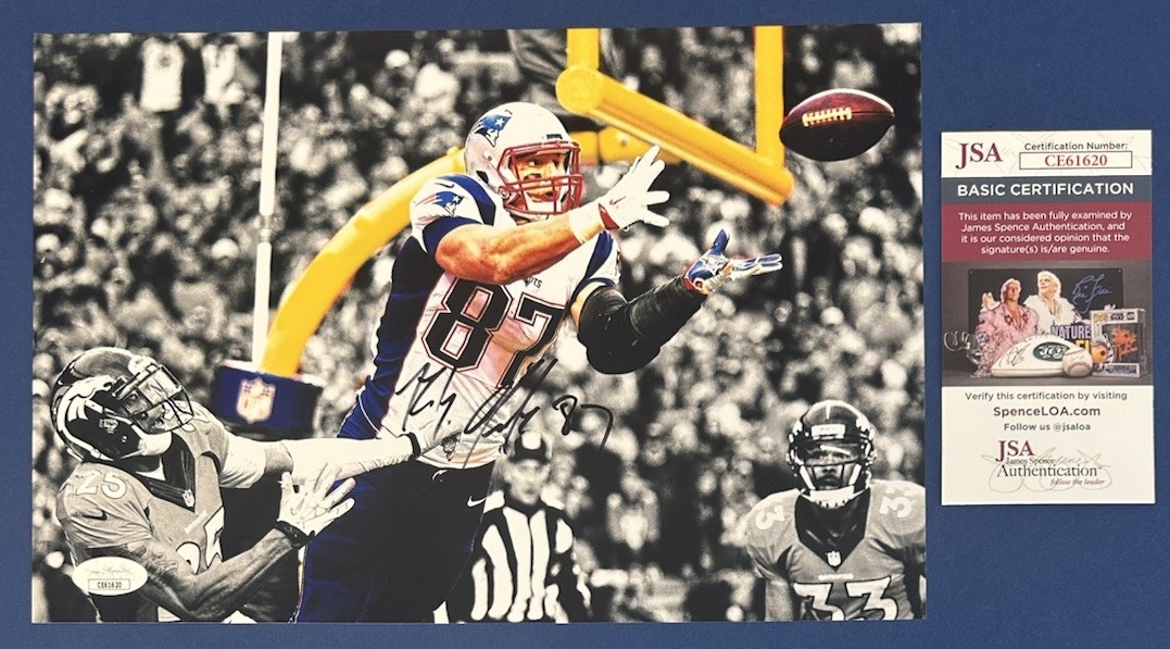 Rob Gronkowski Autographed Signed New England Patriots #87 8x12 Color Photo w/ JSA COA 