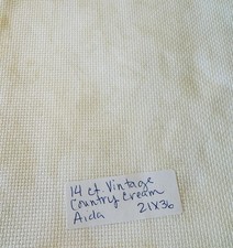 Vintage Country Cream Zweigart 14 ct Aida Cross Stitch Fabric 21 in x 37 in