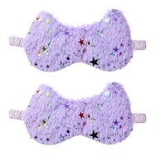 2 Pack Plush Sleep Masks, Cute Light Eye Mask Soft Sleeping Eye Cover, Purple