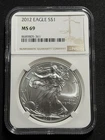 2012 $1 American Silver Eagle NGC MS69 Brown Label!!