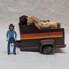 Vintage TONKA 1979 Lazy T Riding Team Horse Trailer, Girl Figure, 2 Horses