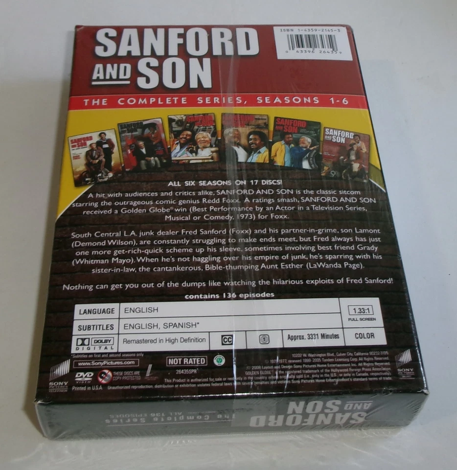 SEALED Sanford and Son 17 DVDs The Complete Series 136 Episodes SEALED NEW Foto 2 de 3